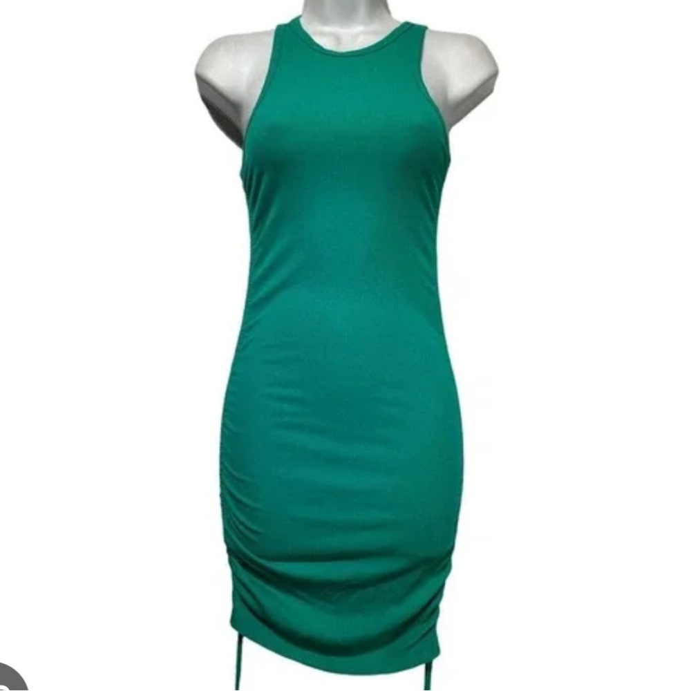 Adika Ruched Side Green Teal Tank Dress Size XS